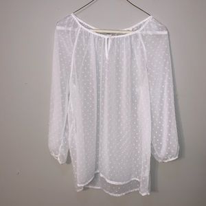 Old Navy White Sheer Polka Dot Top